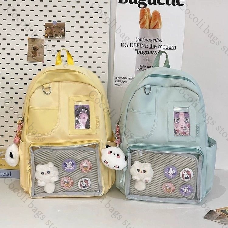 Canvas Backpack Casual - Однотонный рюкзак-итабэг конфетных цветов для девочек,